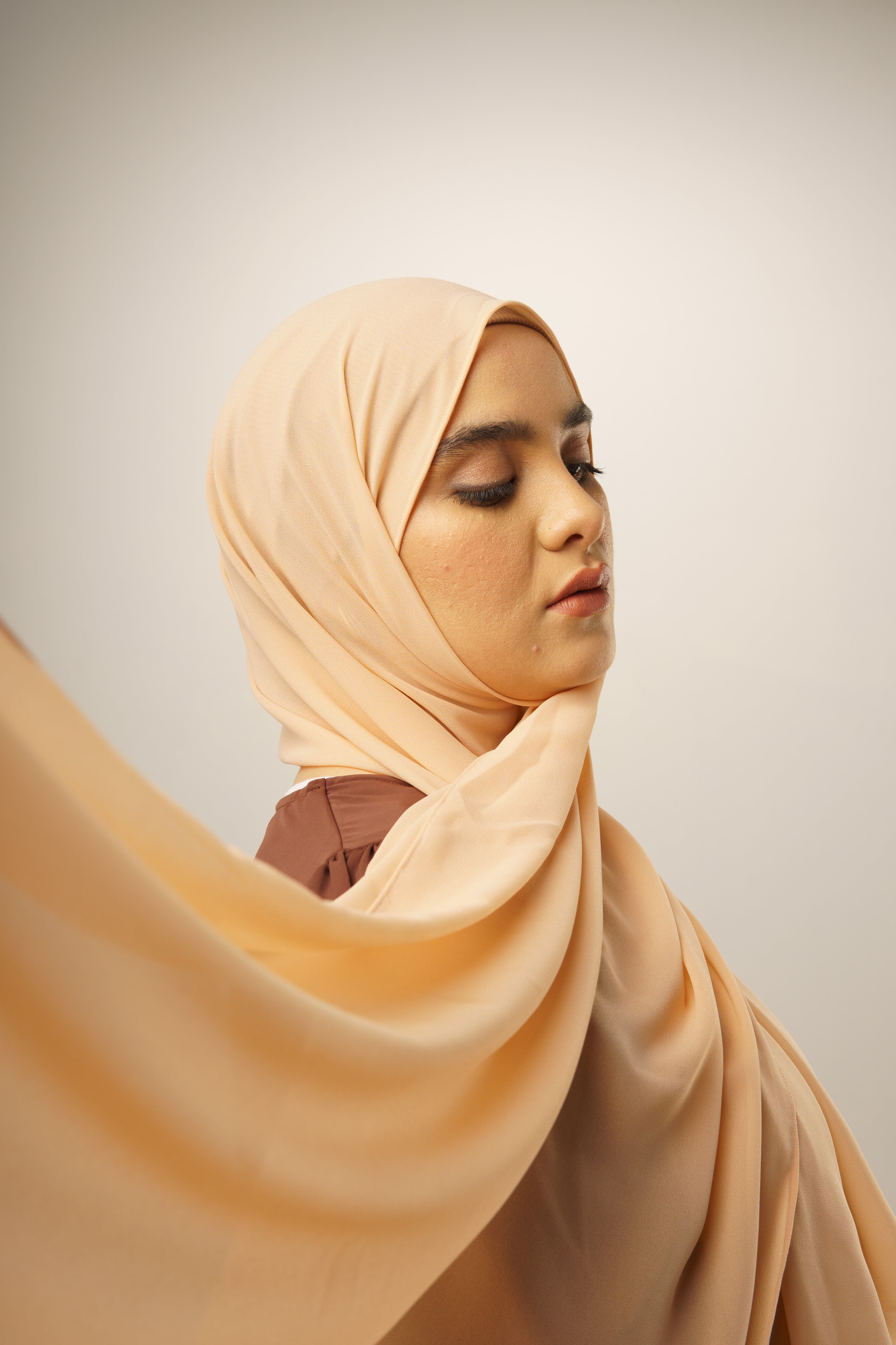 Malaysian Georgette Hijab - Apricot main image 1
