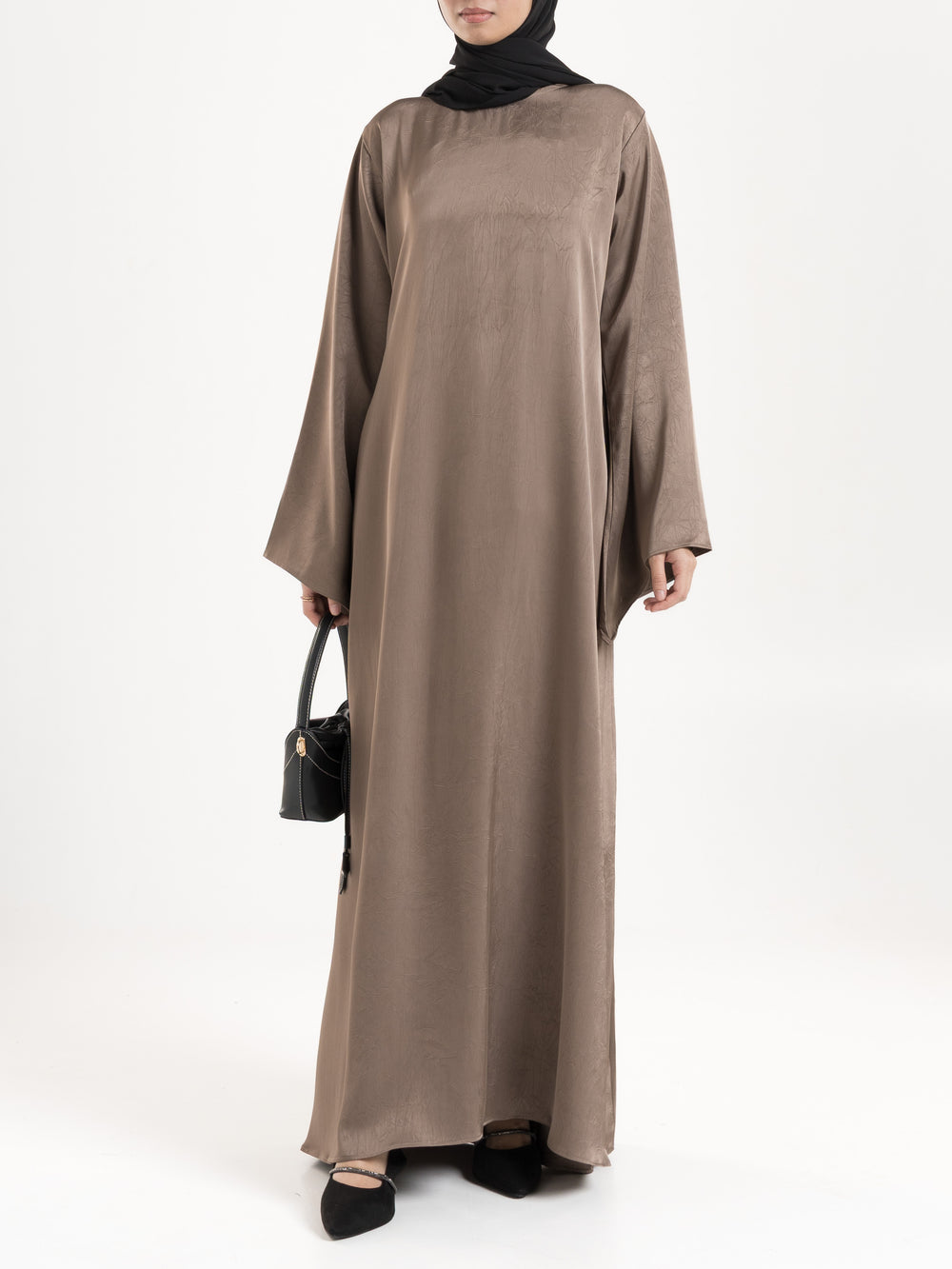 Yasira Satin Dress - Taupe