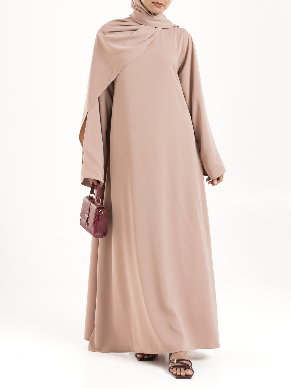 Essential Abaya - Straight Fit - Coffee Foam