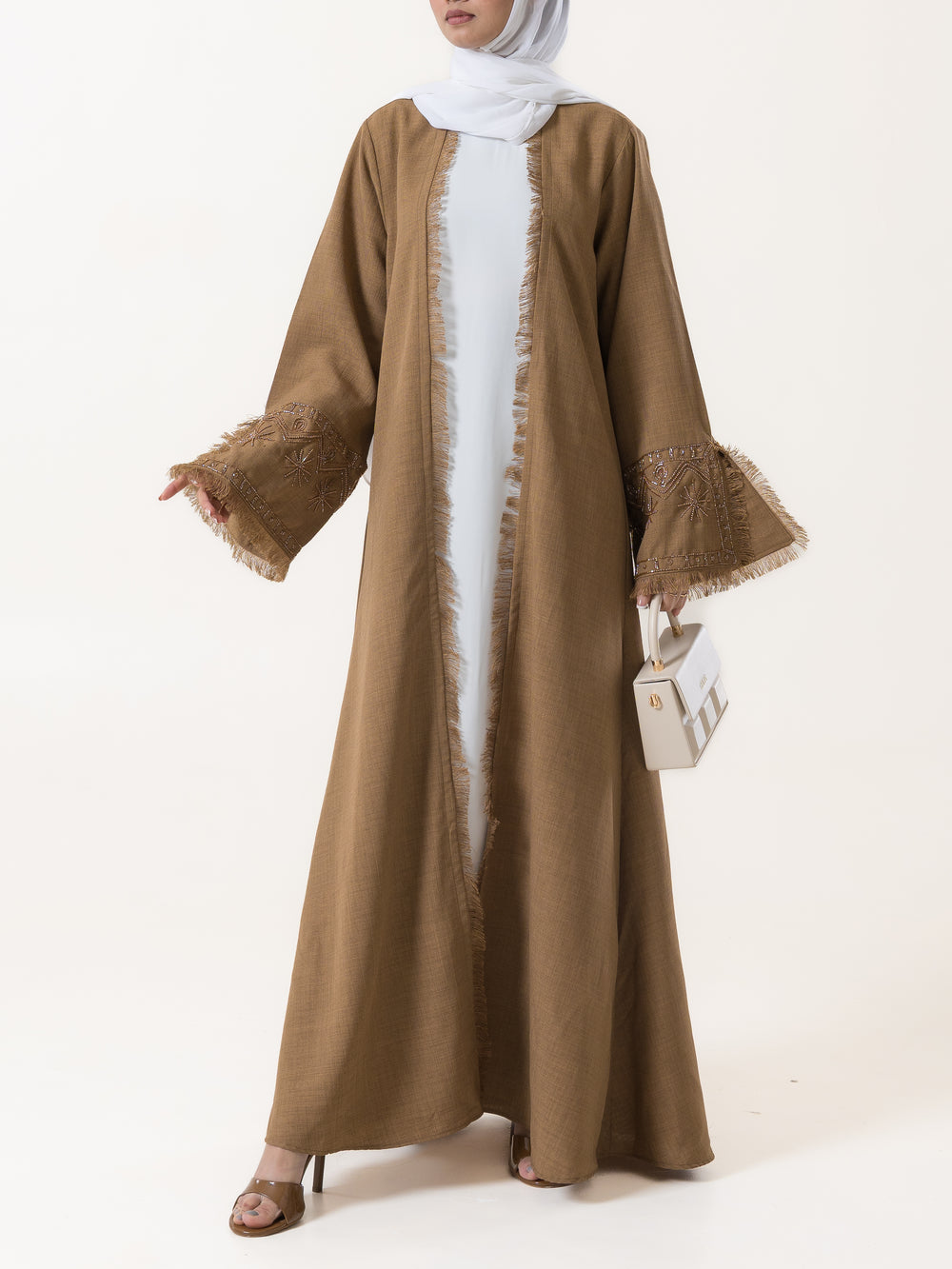 Amara Fringe Abaya - Brown