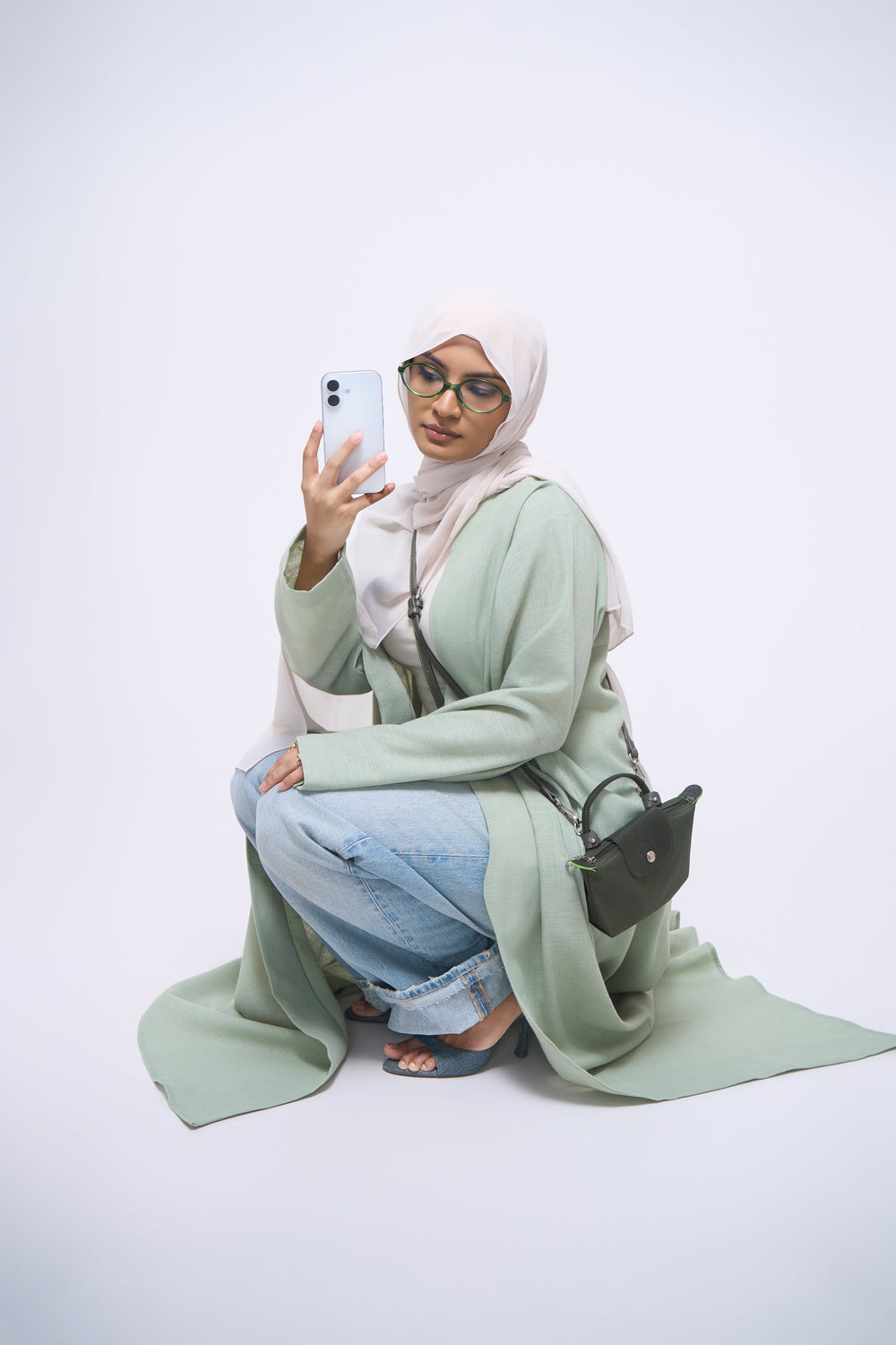 Donna Open Abaya - Green