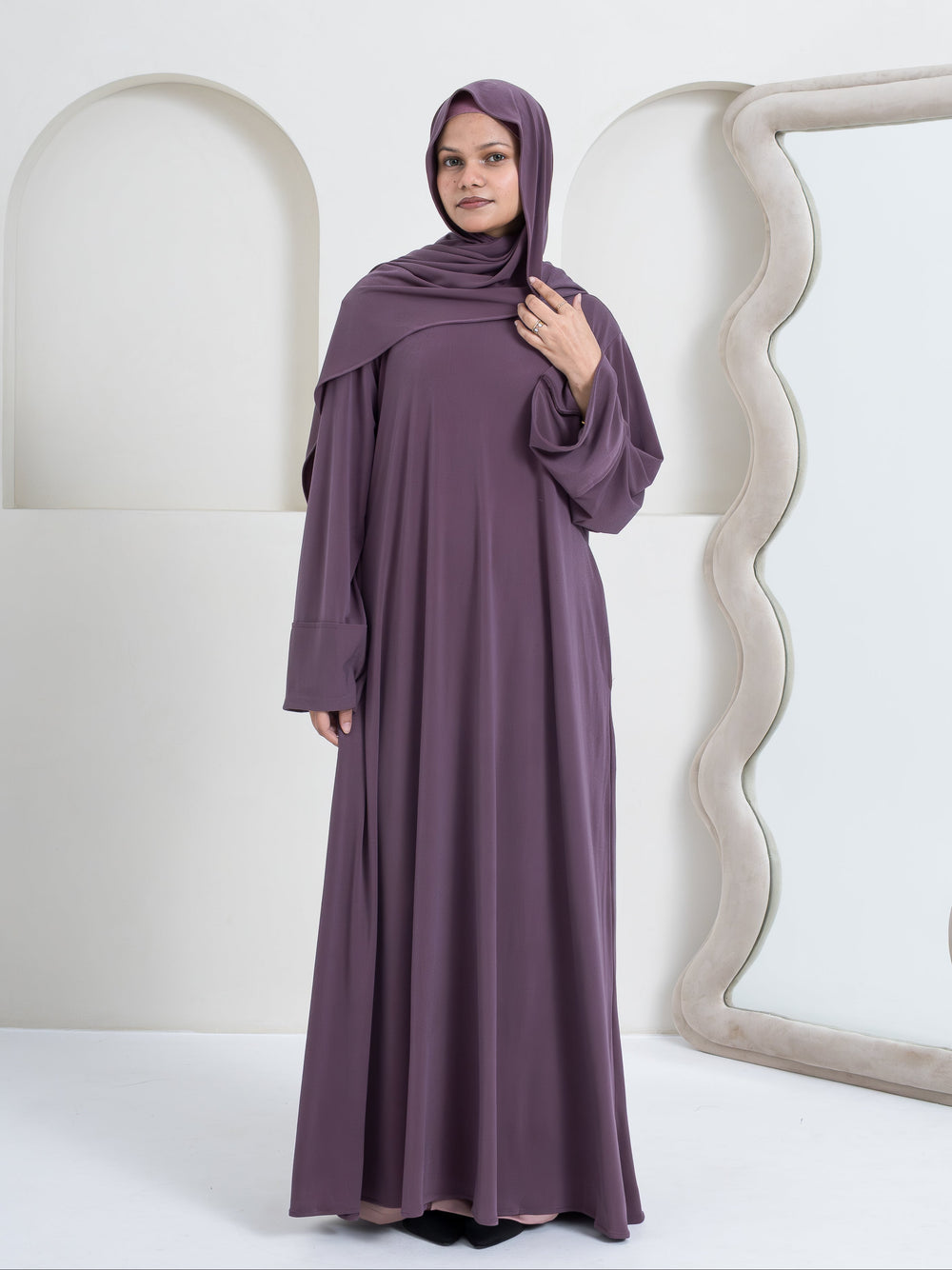 Essential Moss Crepe Abaya - Dark Mauve