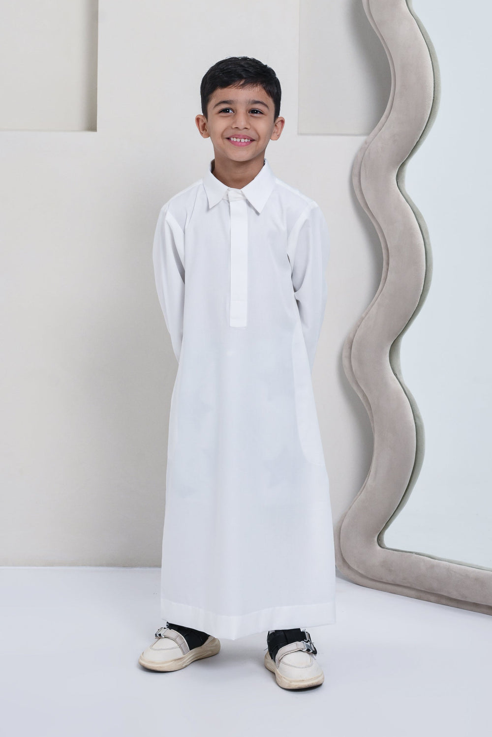 Kids Essential Qatar Thobe - White