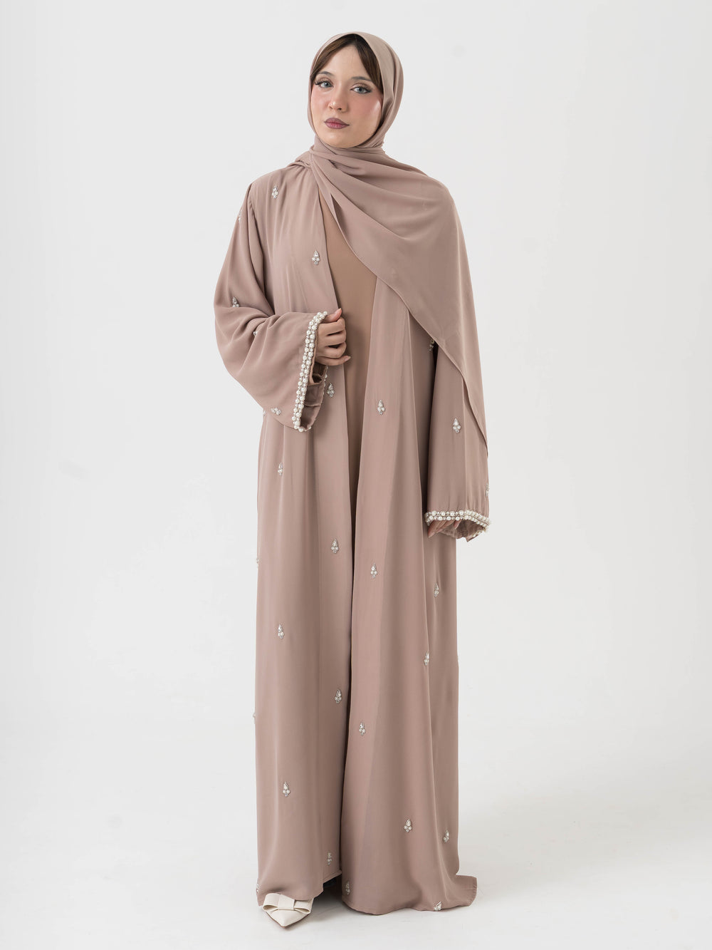 Rania Crystal Abaya - Beige