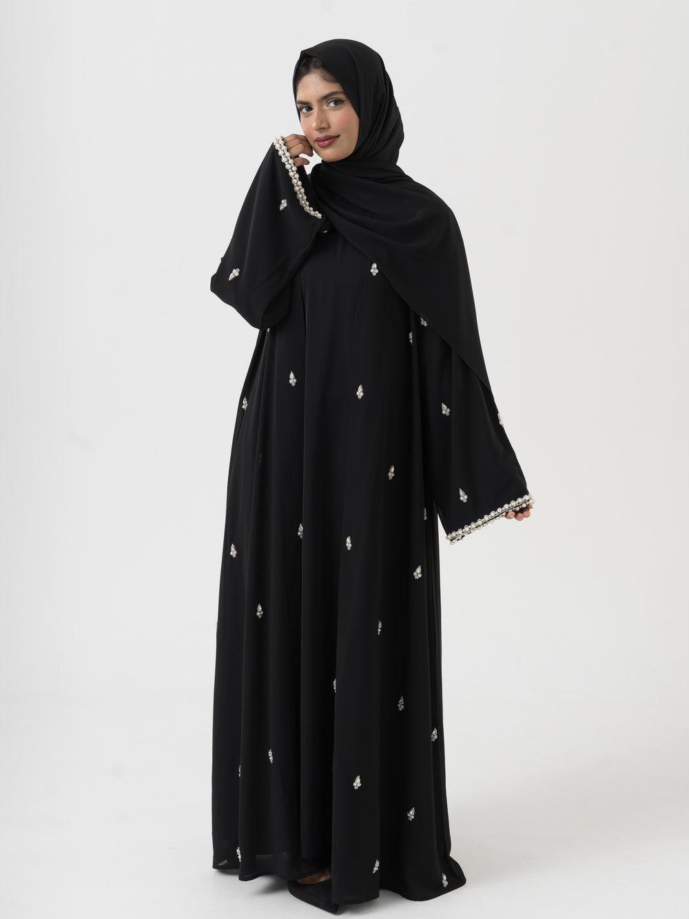 Rania Crystal Abaya - Black