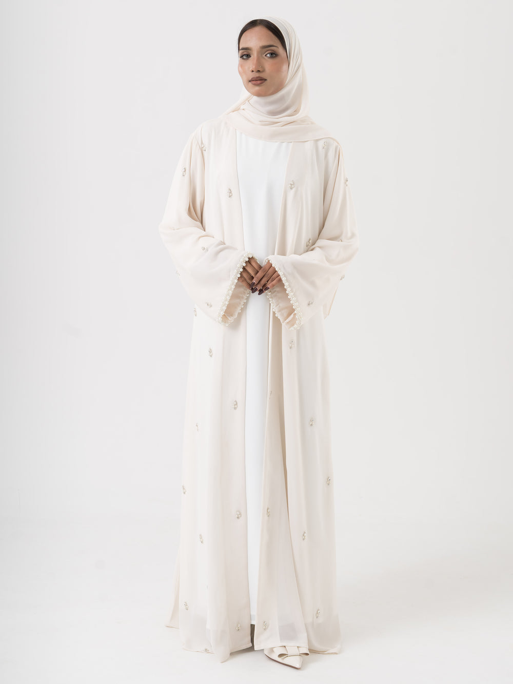 Rania Crystal Abaya - Cream