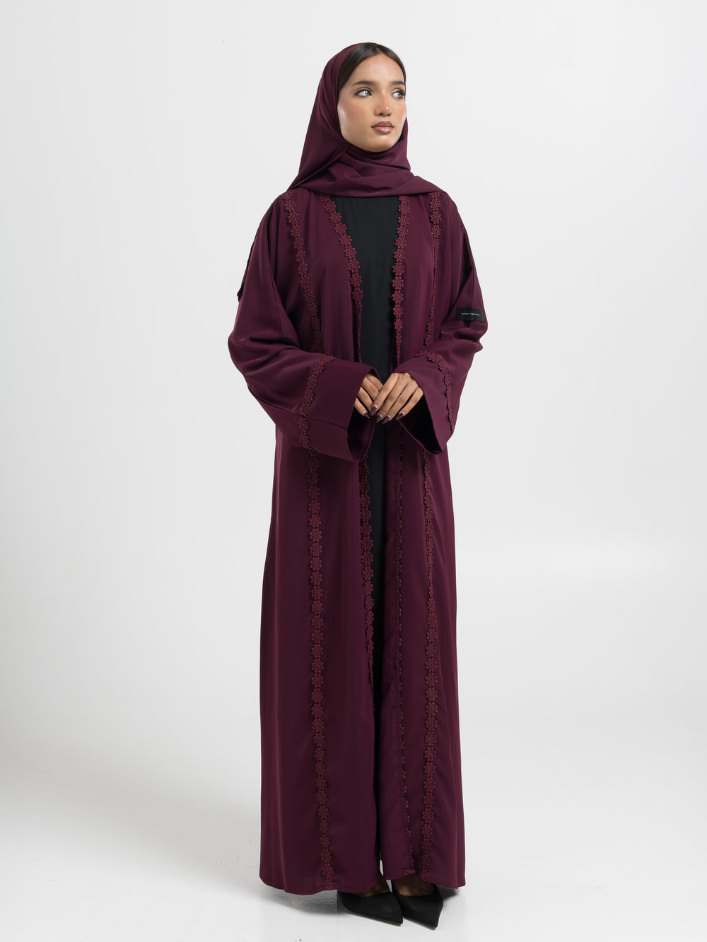Flower Abaya Set - Plum