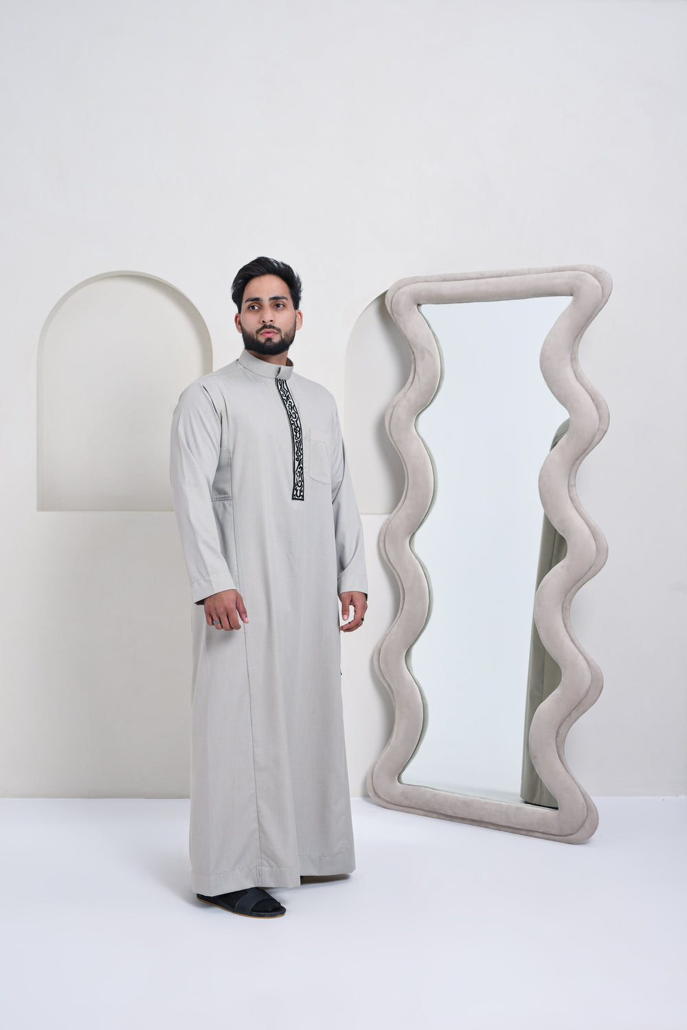 Calligraphy Saudi Thobe - Beige