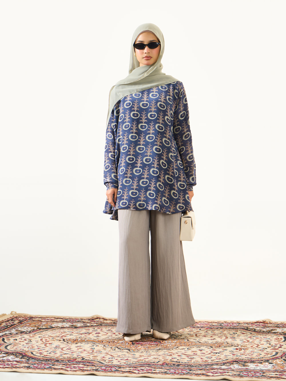 Printed Umbrella Top - Blue