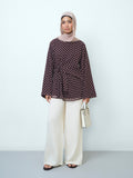Brown Polka Dot Print Top