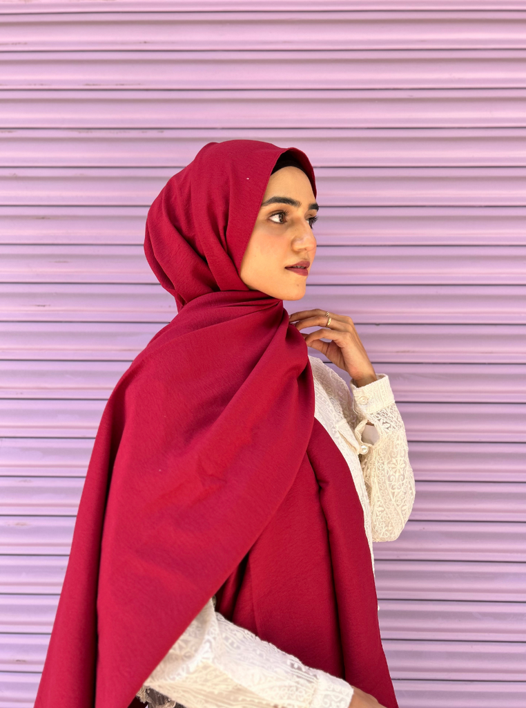 Cherry Red Malaysian Cotton Hijab - Modest Essentials