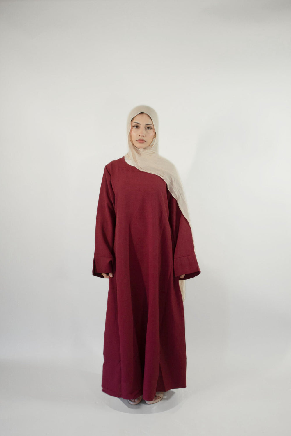 Naima Linen Abaya - Maroon