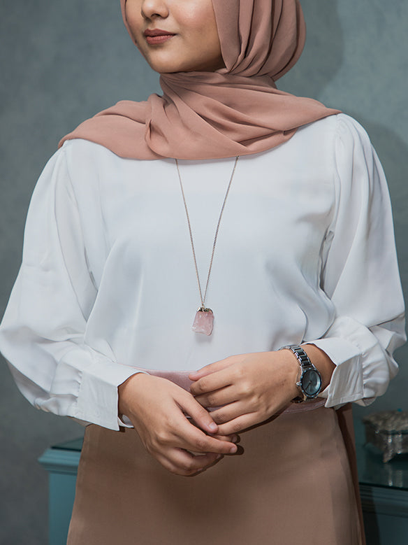 BUY PEARL DUST OVERSIZED SATIN TOP (WHITE) - Modest Essentials