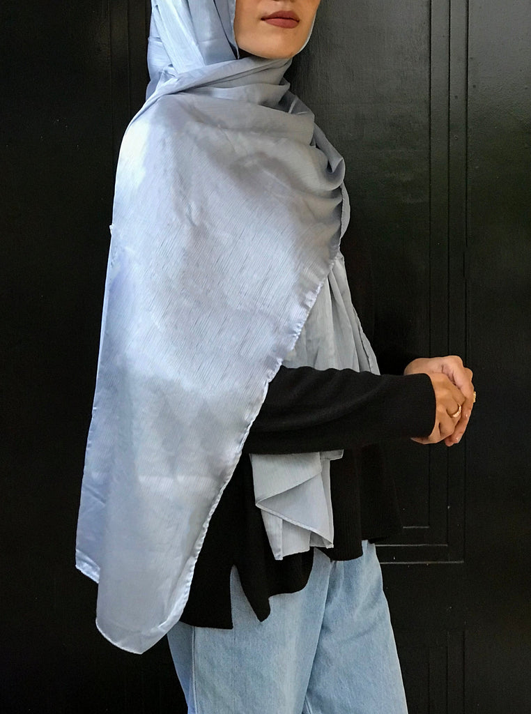 BUY Blue Satin Silk Hijab - Modest Essentials