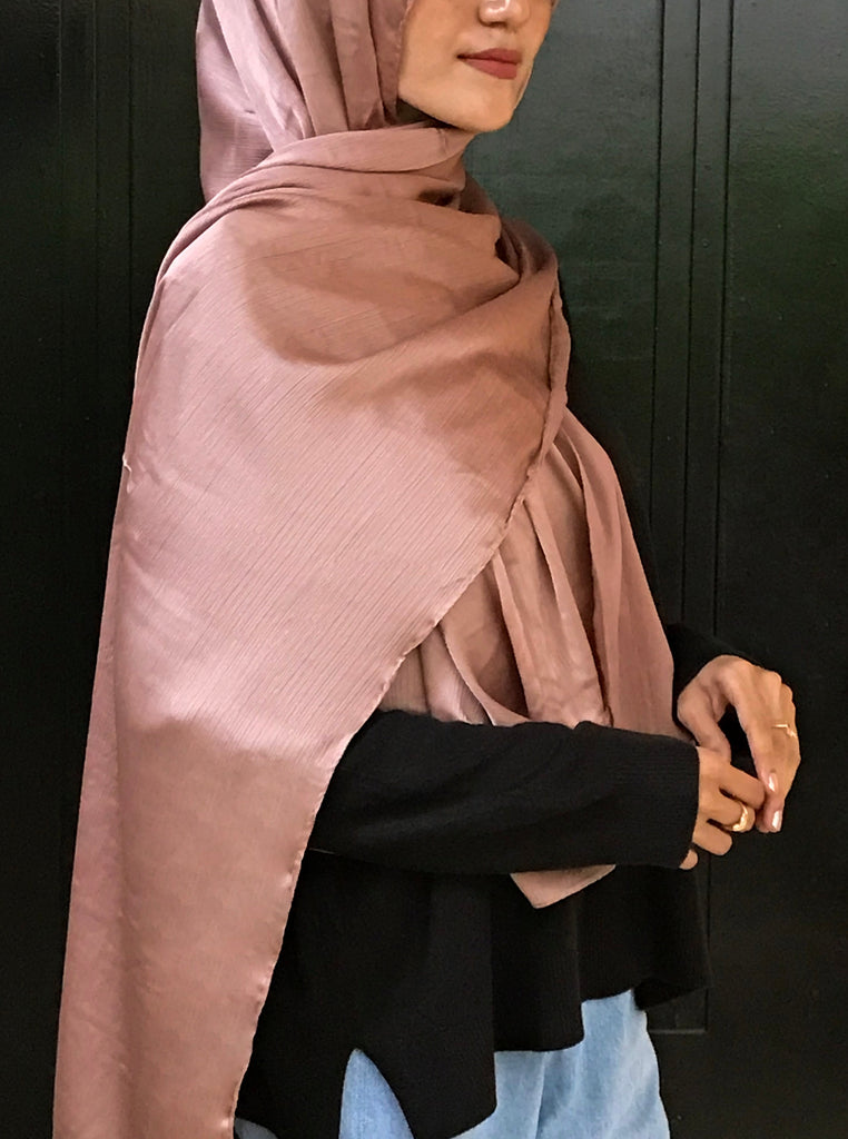 SHOP Dusty Rose Satin Silk Hijab -Modest Essentials