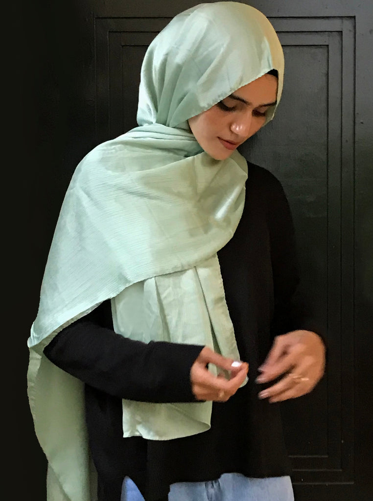PREMIUM Sea Green Satin Silk Hijab - Modest Essentials
