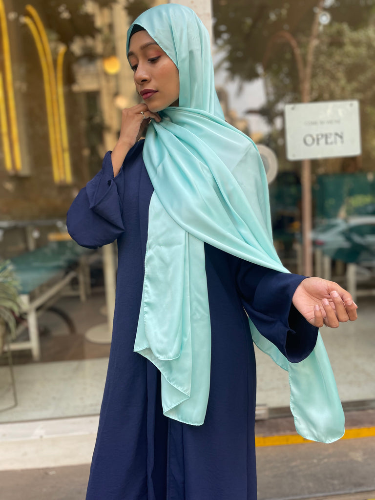 SHOP Aquamarine Satin Silk Hijab - Modest Essentials