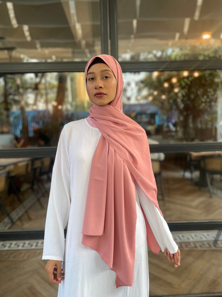 Pink Korean chiffon hijab