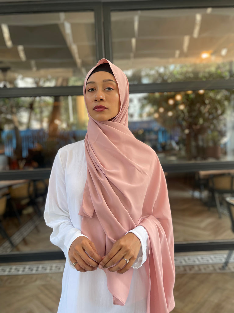 Tea pink Korean chiffon hijab