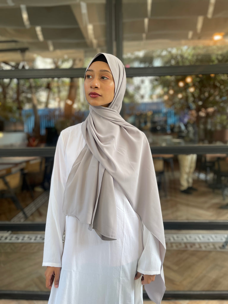 Grey Gray Korean chiffon hijab