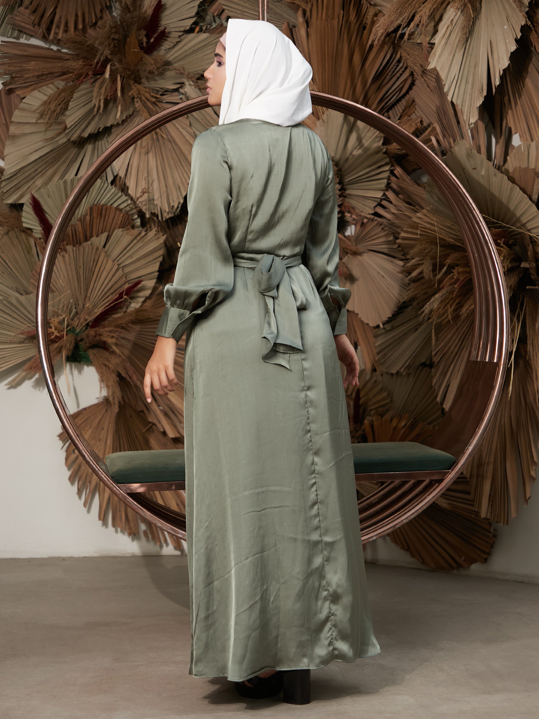 Premium WARAQA EVENING DRESS (GREEN) - Modest Essentials
